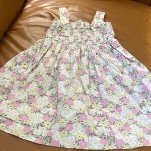 Baby GAP Pink and White Smocked Floral Kids Dress Size 3 Years